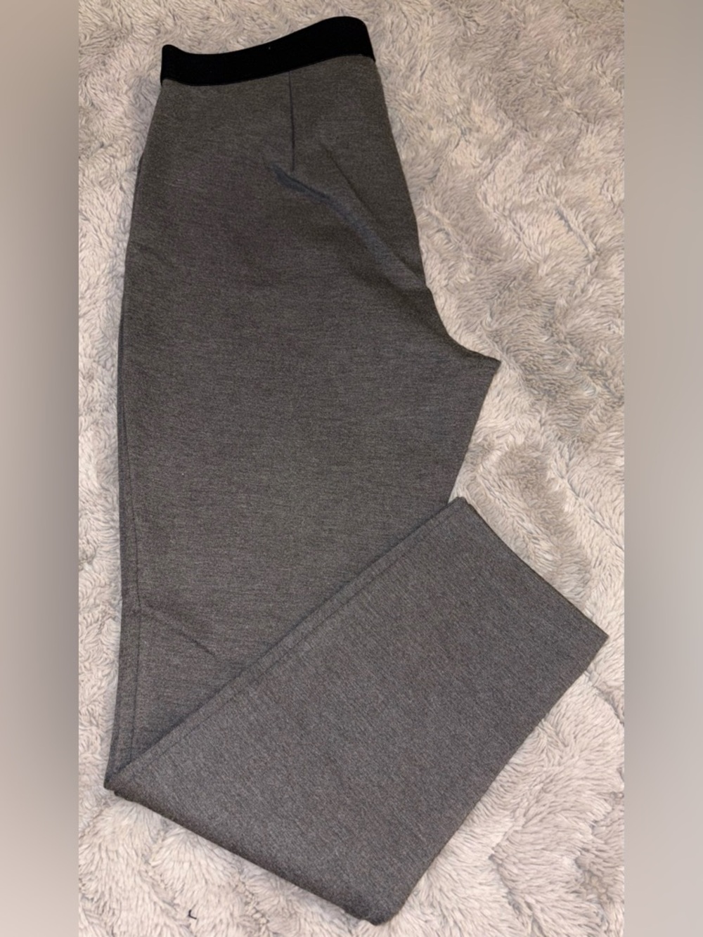 Talbots charcoal grey ponte knit Soho Ankle Pants Size 10P Petite black trim